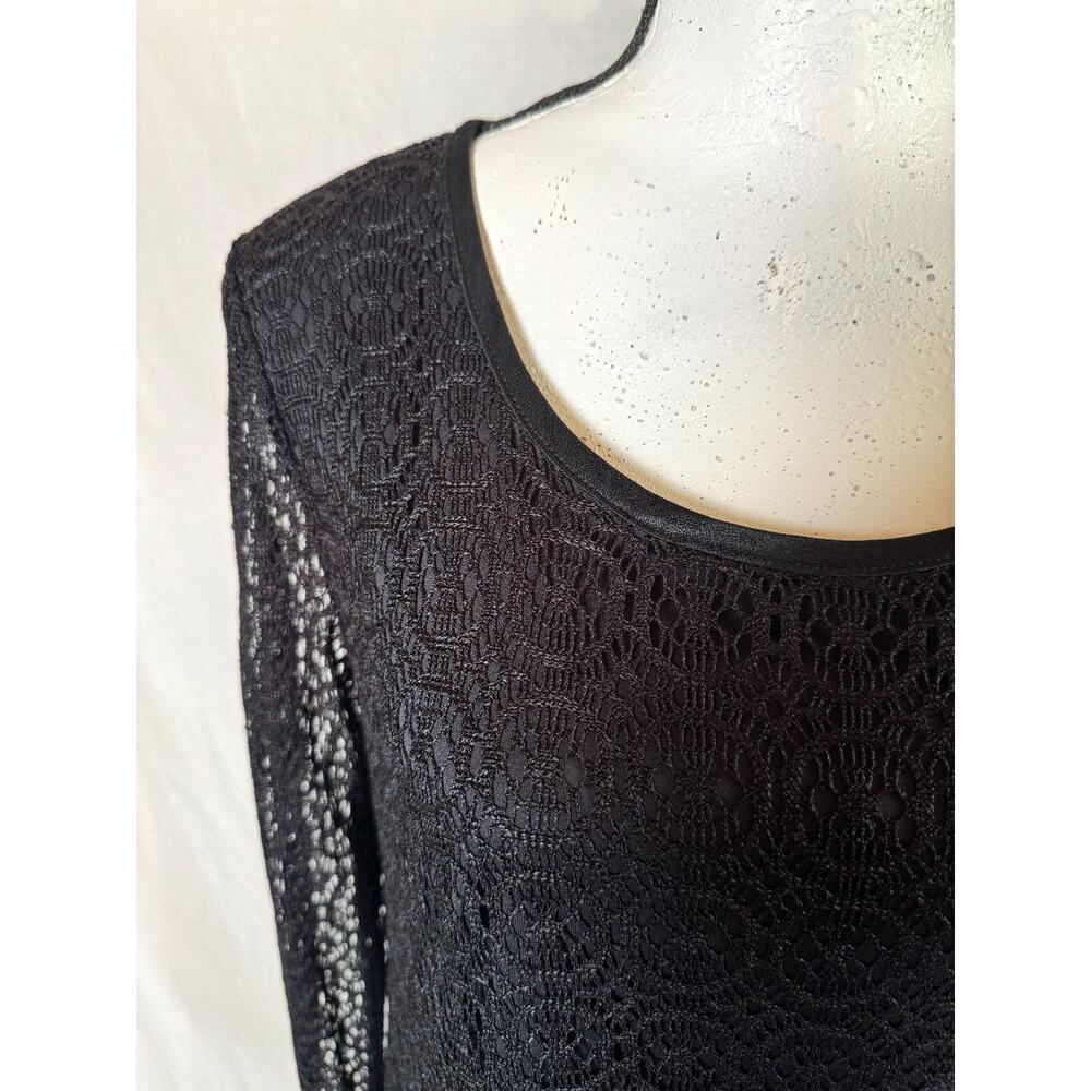 Harlow Vintage Women's Black Lace Cocktail Dress Sz 12 Long Sleeve Sheath Lined - Picture 4 of 7